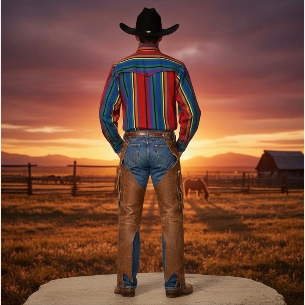 Wrangler Brushpopper Shirt Men 16 Vintage Striped Rockabilly Western Cowboy 🤠